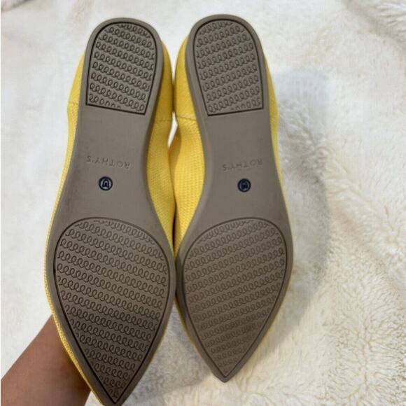 Rothys Shoes 10 Yellow Flat Ballet The Point Washable Eco Recycled 10 Pre Owned - Picture 4 of 7